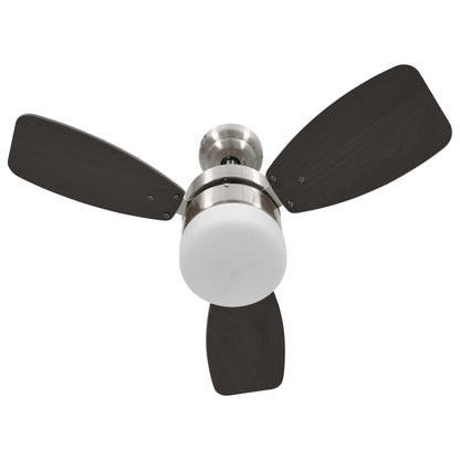 Ventilatore Soffitto con Luce e Telecomando 76 cm Marrone Scuro - homemem39
