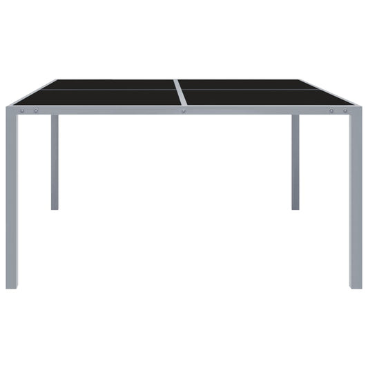 Tavolo da Giardino 130x130x72 cm Grigio in Acciaio e Vetro - homemem39