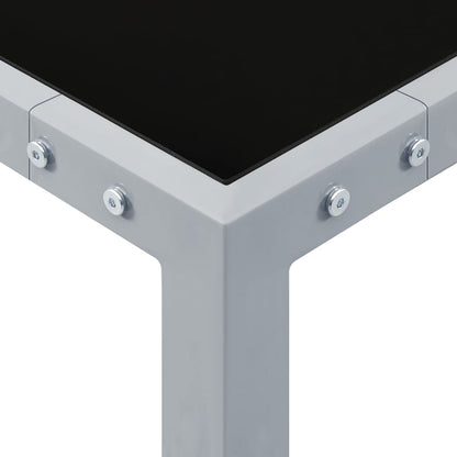 Tavolo da Giardino 130x130x72 cm Grigio in Acciaio e Vetro - homemem39