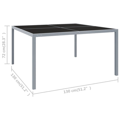 Tavolo da Giardino 130x130x72 cm Grigio in Acciaio e Vetro - homemem39