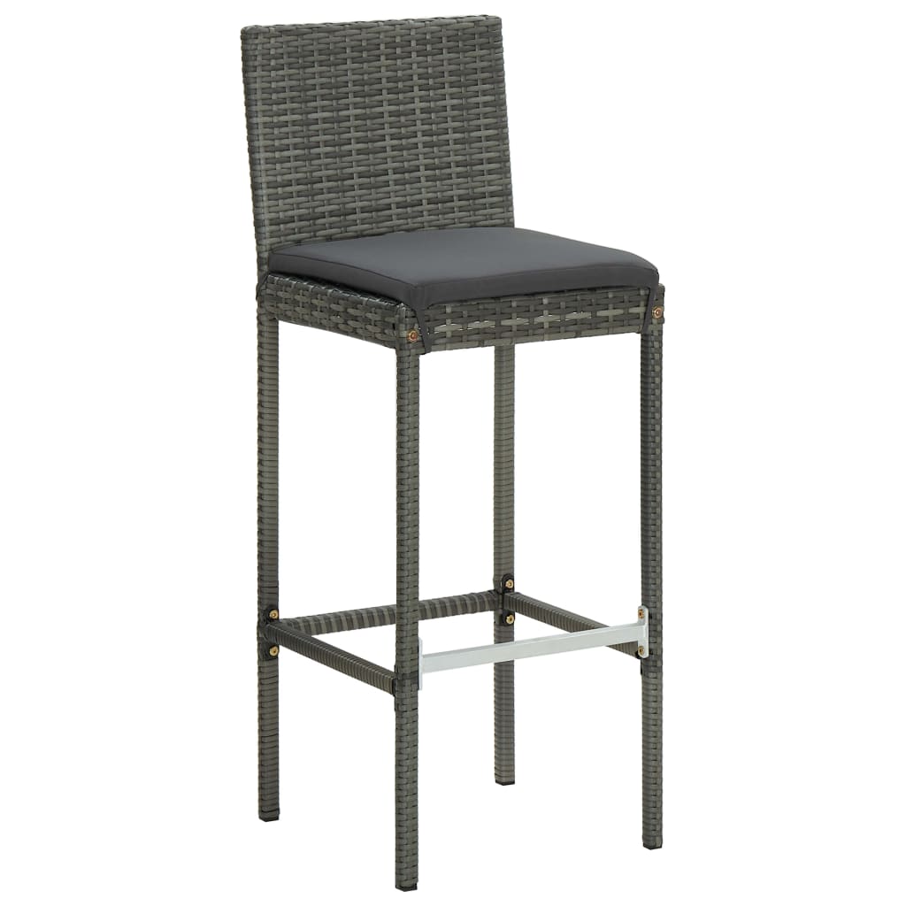 Sgabelli da Bar con Cuscini 2 pz Grigi in Polyrattan - homemem39