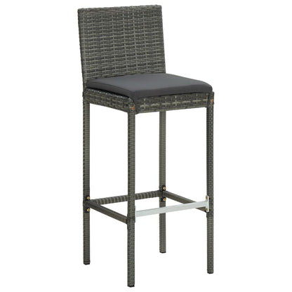 Bar Stools with Cushions 4 pcs Gray in Polyrattan