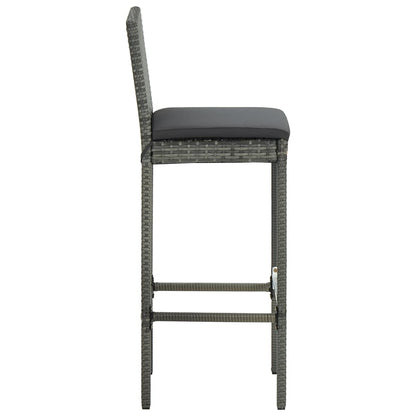 Bar Stools with Cushions 4 pcs Gray in Polyrattan