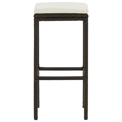 Sgabelli da Bar con Cuscini 2 pz Marroni in Polyrattan - homemem39