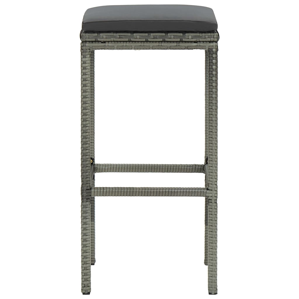Sgabelli da Bar con Cuscini 2 pz Grigi in Polyrattan - homemem39