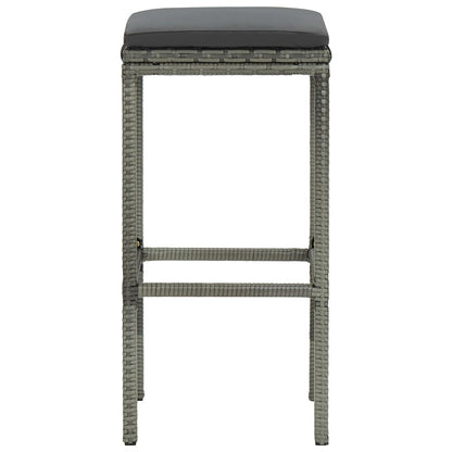 Sgabelli da Bar con Cuscini 2 pz Grigi in Polyrattan - homemem39