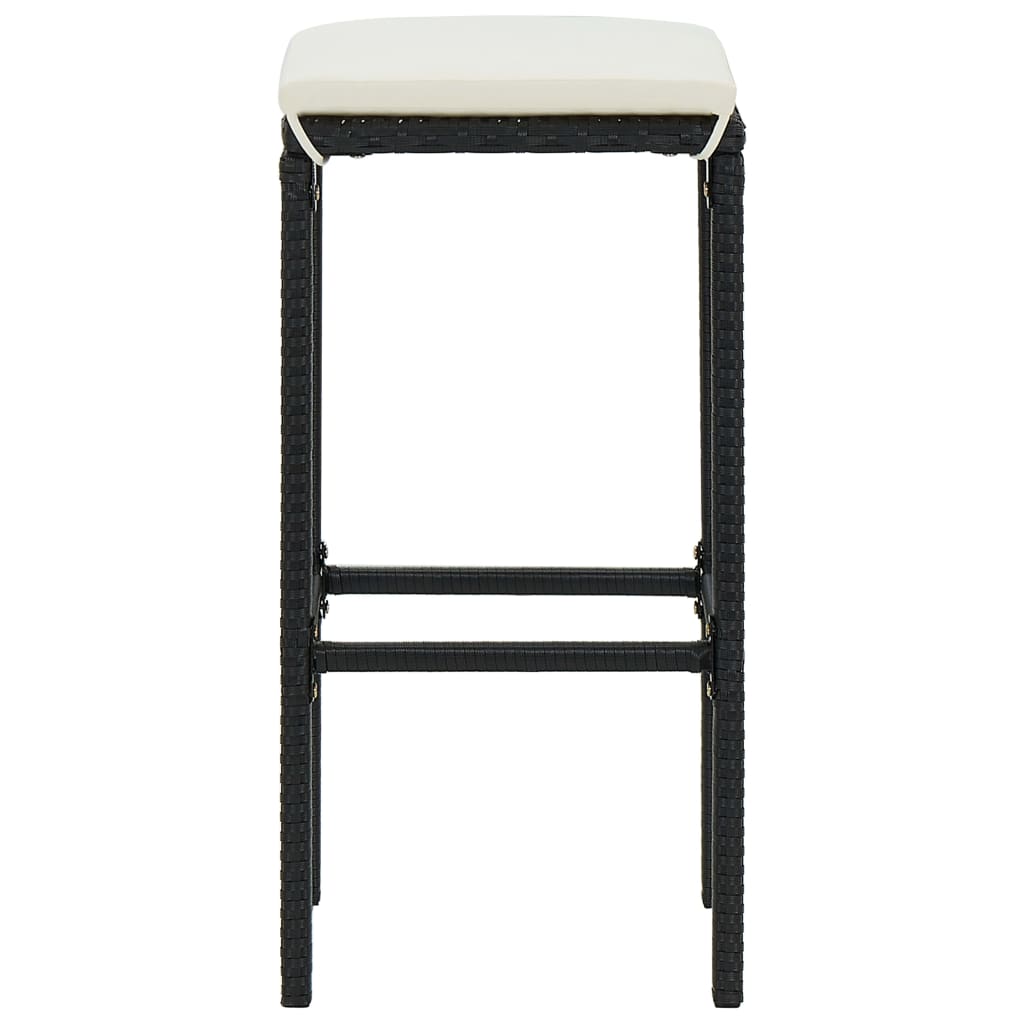 Sgabelli da Bar con Cuscini 3 pz Neri in Polyrattan - homemem39