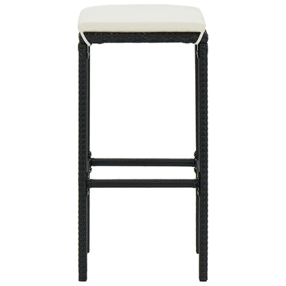 Sgabelli da Bar con Cuscini 3 pz Neri in Polyrattan - homemem39
