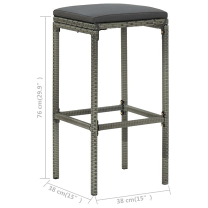 Sgabelli da Bar con Cuscini 6 pz Grigi in Polyrattan - homemem39
