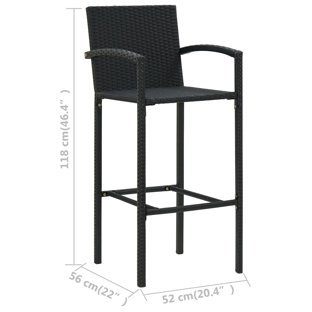 Sgabelli da Bar 4 pz Neri in Polyrattan - homemem39