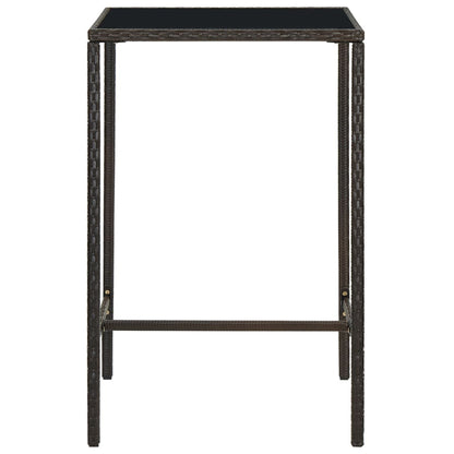 Tavolo da Bar da Giardino Marrone 70x70x110 cm Polyrattan Vetro