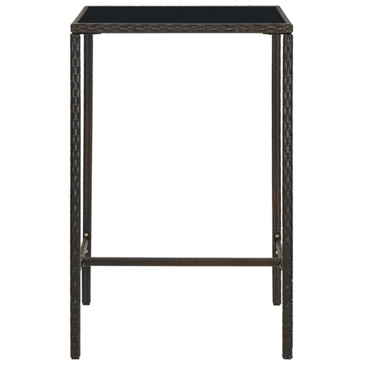 Tavolo da Bar da Giardino Marrone 70x70x110 cm Polyrattan Vetro - homemem39