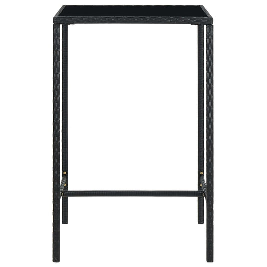 Tavolo da Bar da Giardino Nero 70x70x110 cm Polyrattan e Vetro - homemem39