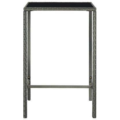 Tavolo da Bar da Giardino Grigio 70x70x110 cm Polyrattan Vetro - homemem39