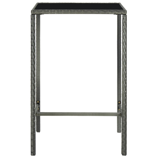 Tavolo da Bar da Giardino Grigio 70x70x110 cm Polyrattan Vetro - homemem39