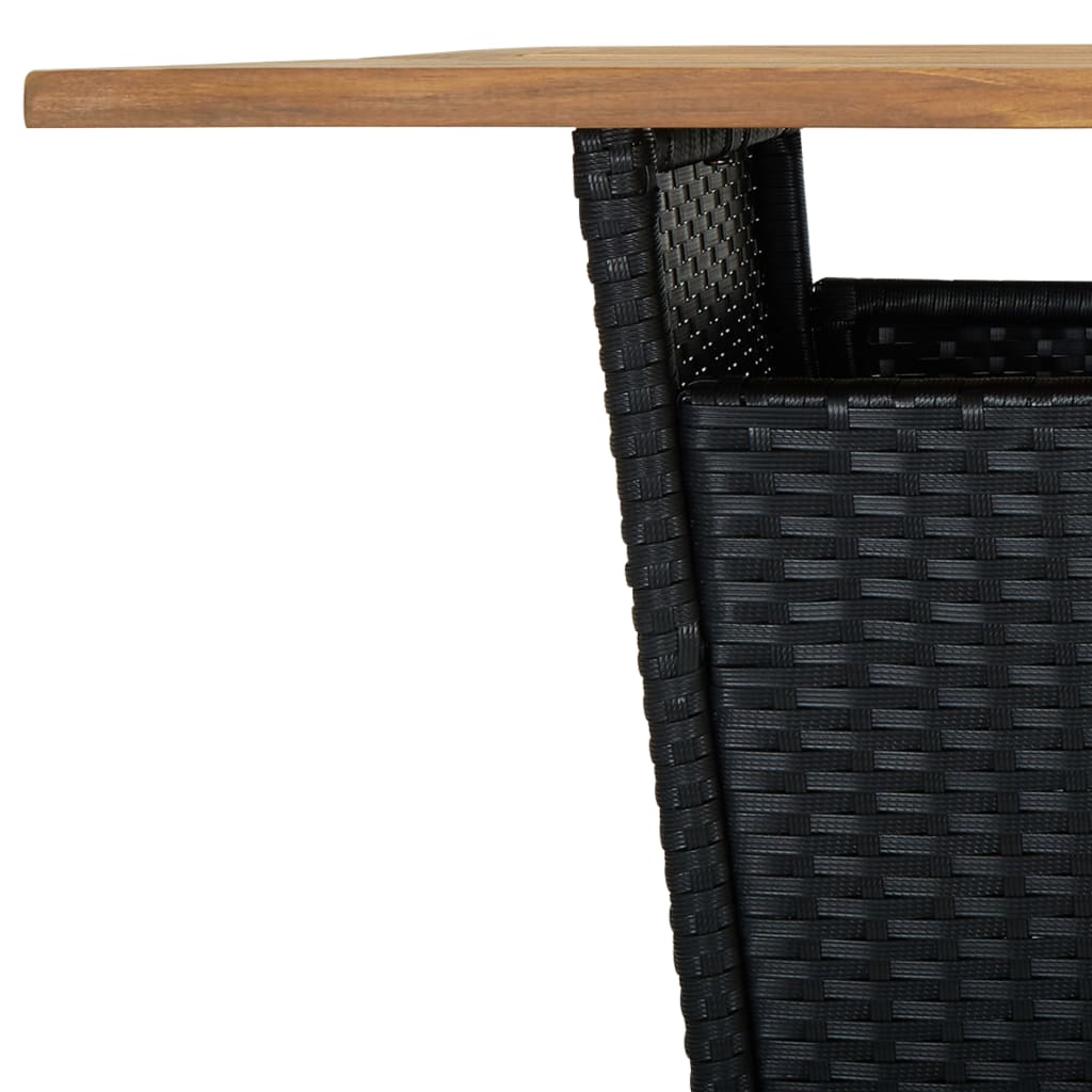 Tavolino da Tè Nero 80x80x110 cm Polyrattan e Massello Acacia - homemem39