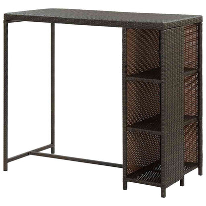 Tavolo da Bar con Ripiani 120x60x110 cm in Polyrattan