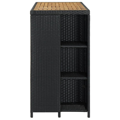 Tavolo da Bar con Ripiani Nero 120x60x110 cm in Polyrattan - homemem39