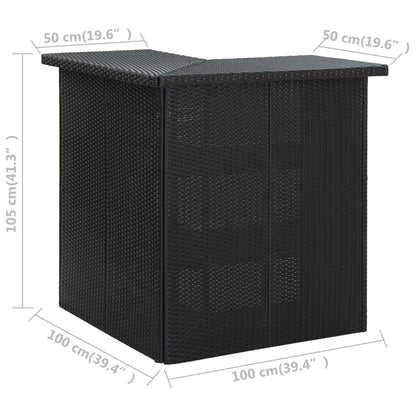Tavolo da Bar ad Angolo Nero 100x50x105 cm in Polyrattan | homemem39