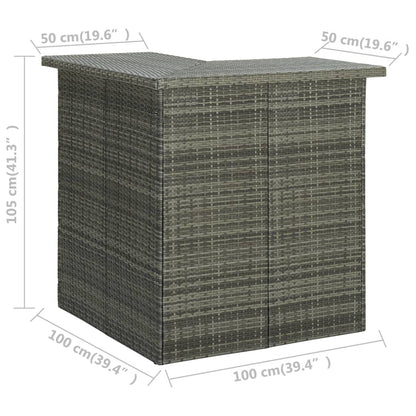 Tavolo da Bar Angolare Grigio 100x50x105 cm in Polyrattan - homemem39