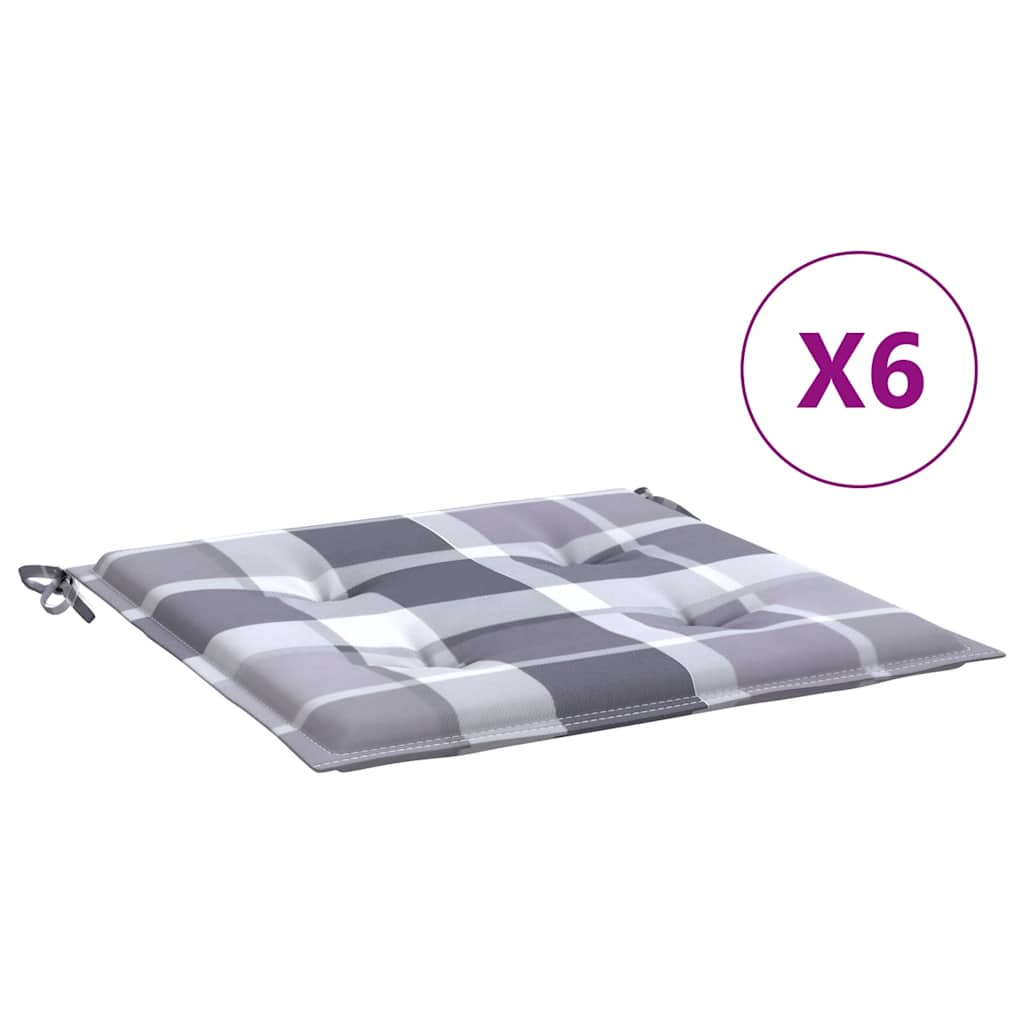 Cuscini per Sedia 6 pz a Quadri Grigi 40x40x3cm Tessuto Oxford | homemem39