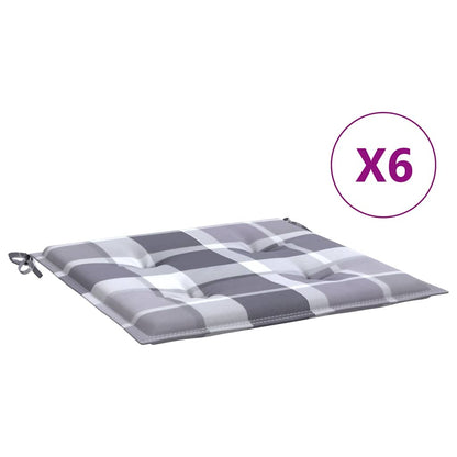 Cuscini per Sedia 6 pz a Quadri Grigi 40x40x3cm Tessuto Oxford | homemem39