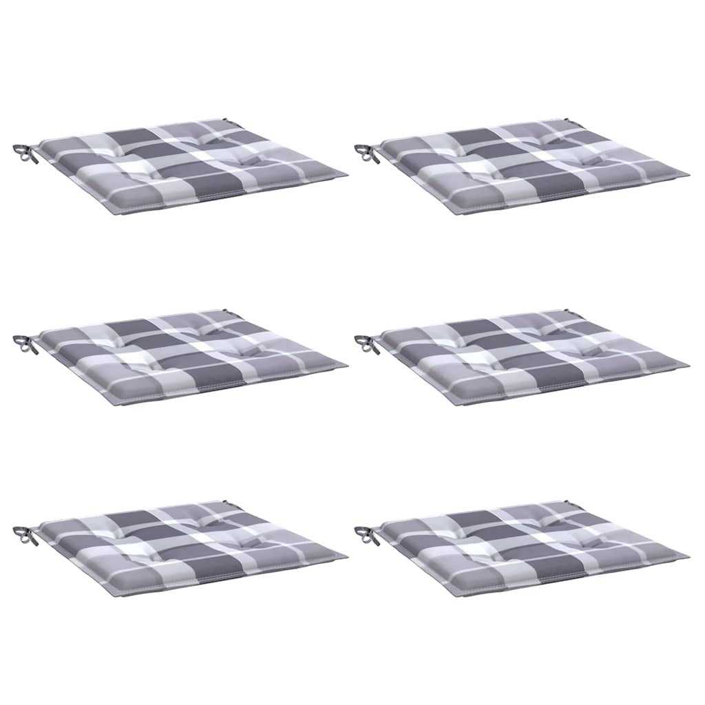 Cuscini per Sedia 6 pz a Quadri Grigi 40x40x3cm Tessuto Oxford | homemem39