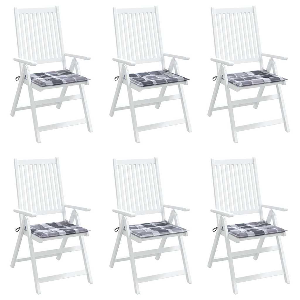 Cuscini per Sedia 6 pz a Quadri Grigi 40x40x3cm Tessuto Oxford | homemem39