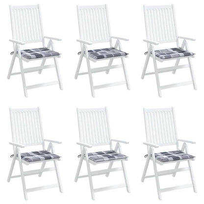 Cuscini per Sedia 6 pz a Quadri Grigi 40x40x3cm Tessuto Oxford | homemem39