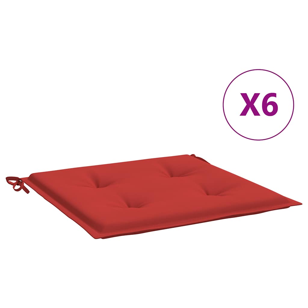 Cuscini per Sedia 6 pz Rossi 50x50x3 cm in Tessuto Oxford | homemem39