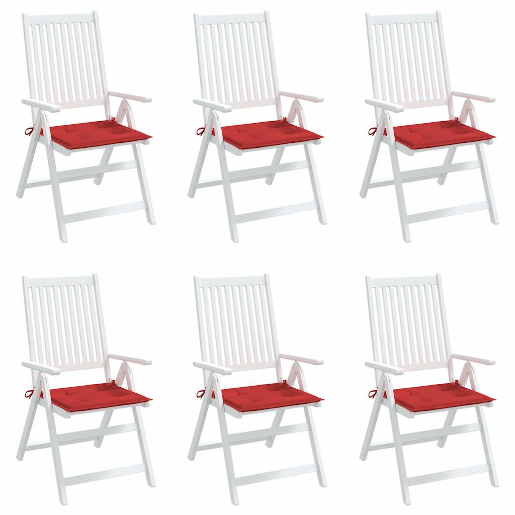 Cuscini per Sedia 6 pz Rossi 50x50x3 cm in Tessuto Oxford