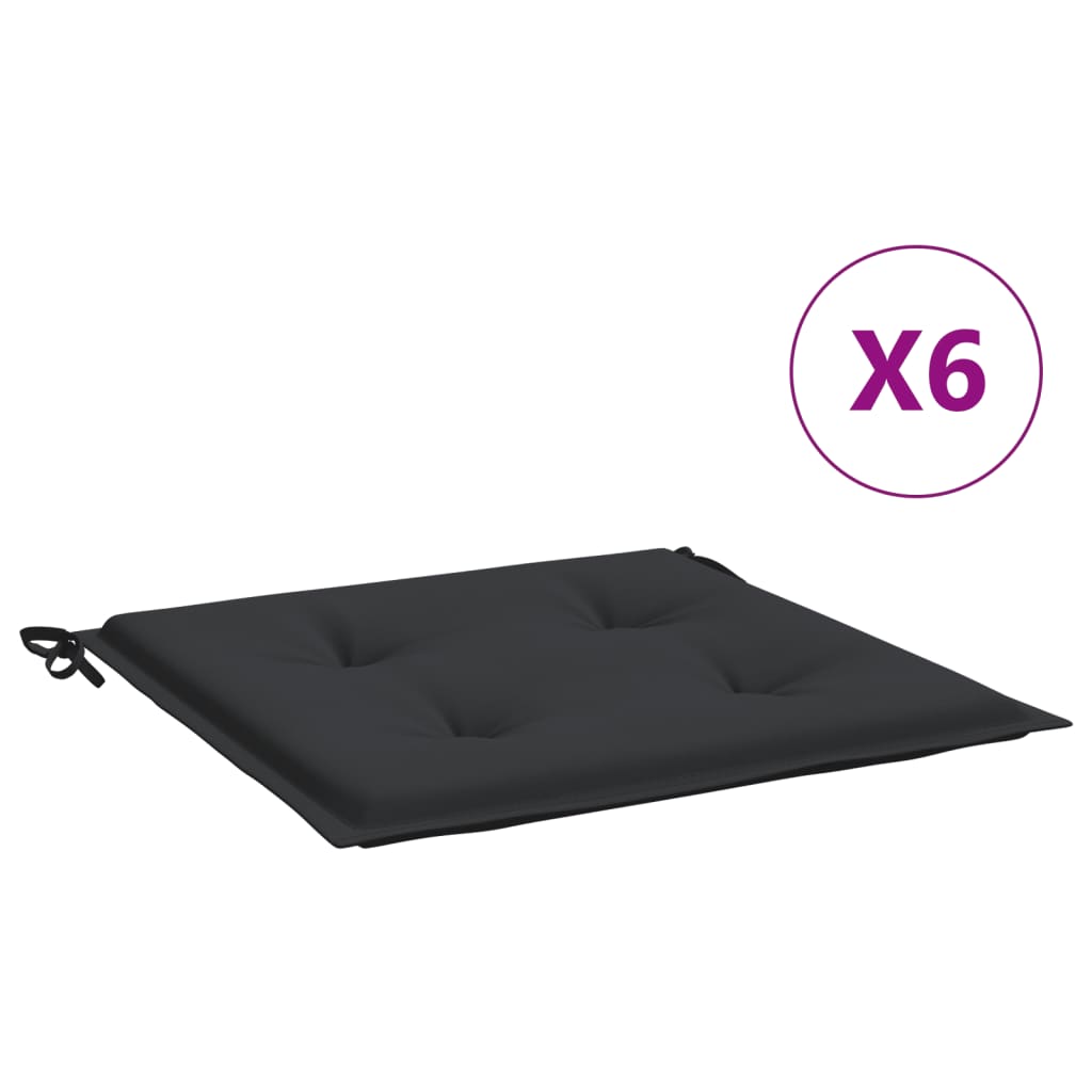 Cuscini per Sedia 6 pz Neri 50x50x4 cm in Tessuto Oxford | homemem39