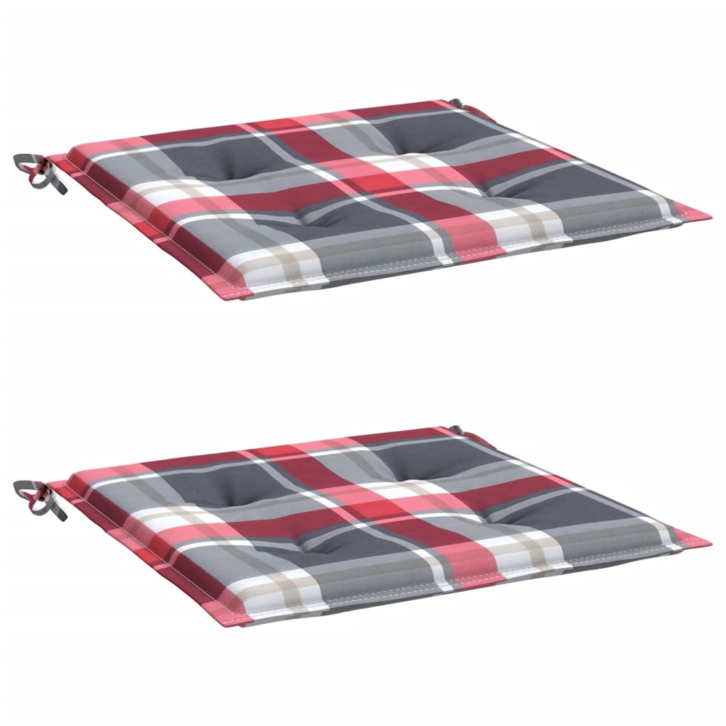 Cuscini per Sedia 2 pz a Quadri Rossi 50x50x4 cm Tessuto Oxford | homemem39