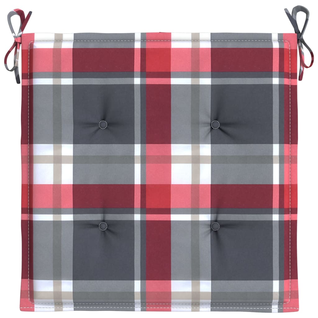 Cuscini per Sedia 4 pz a Quadri Rossi 50x50x3 cm Tessuto Oxford - homemem39