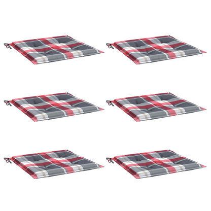 Cuscini per Sedia 6 pz a Quadri Rossi 50x50x4 cm Tessuto Oxford | homemem39