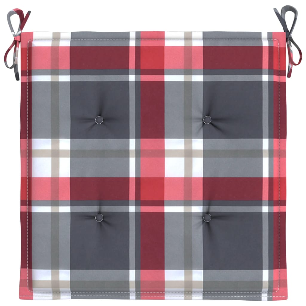 Cuscini per Sedia 6 pz a Quadri Rossi 50x50x4 cm Tessuto Oxford | homemem39