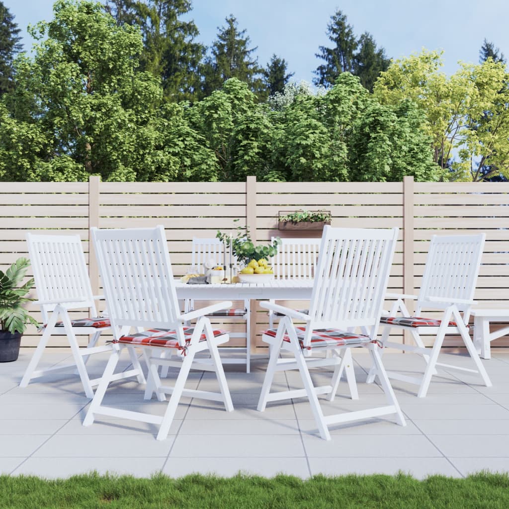 Cuscini per Sedia 6 pz a Quadri Rossi 50x50x4 cm Tessuto Oxford | homemem39