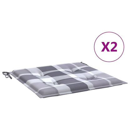 Cuscini per Sedia 2 pz a Quadri Grigi 50x50x4 cm Tessuto Oxford | homemem39