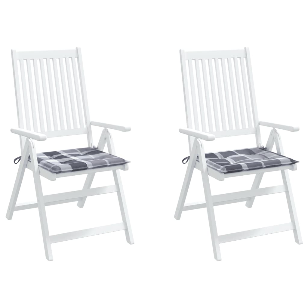 Cuscini per Sedia 2 pz a Quadri Grigi 50x50x4 cm Tessuto Oxford | homemem39