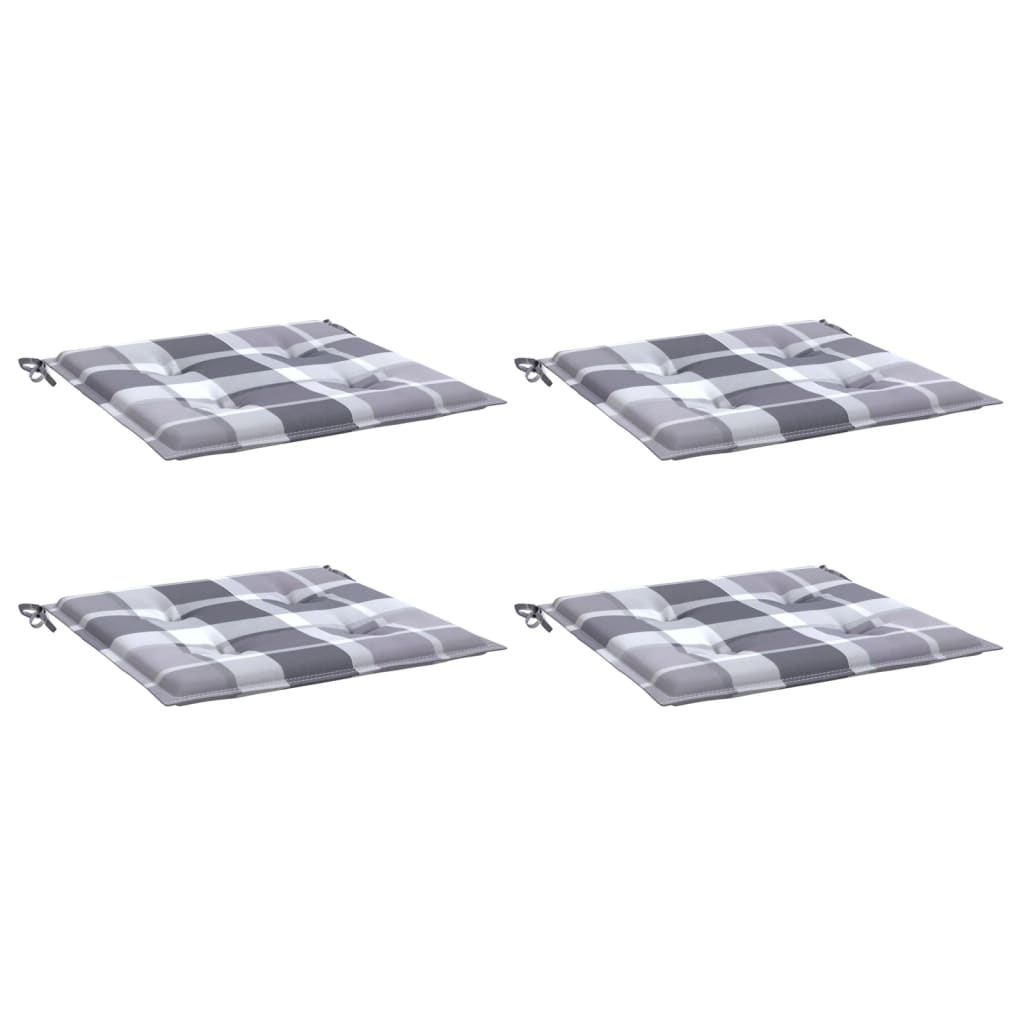 Cuscini per Sedia 4 pz a Quadri Grigi 50x50x3 cm Tessuto Oxford - homemem39