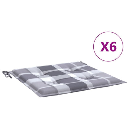Cuscini per Sedia 6 pz a Quadri Grigi 50x50x4 cm Tessuto Oxford | homemem39