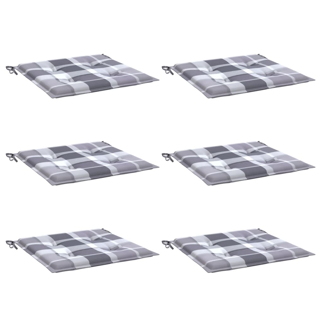 Cuscini per Sedia 6 pz a Quadri Grigi 50x50x4 cm Tessuto Oxford | homemem39