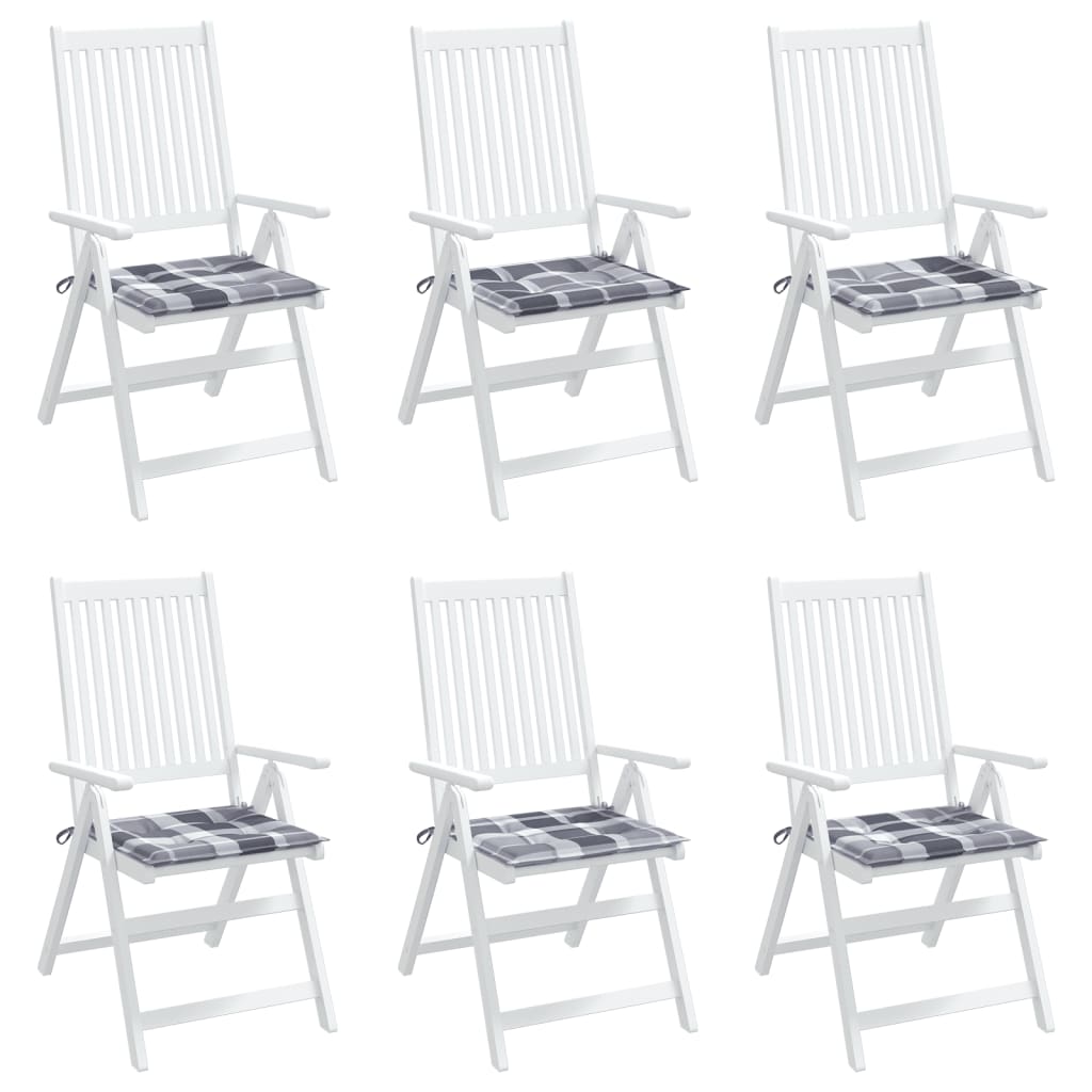 Cuscini per Sedia 6 pz a Quadri Grigi 50x50x4 cm Tessuto Oxford | homemem39