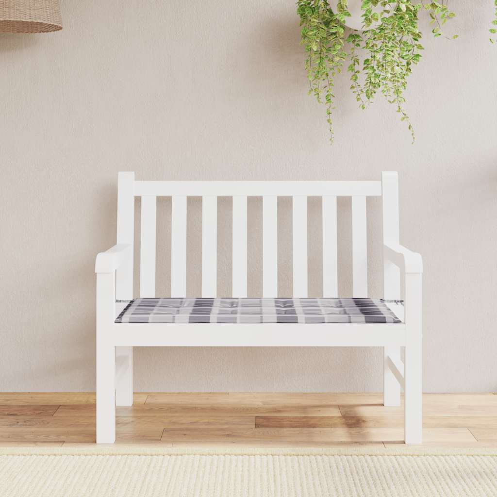 Cuscino per Panca a Quadri Grigi 100x50x3cm Tessuto Oxford | homemem39