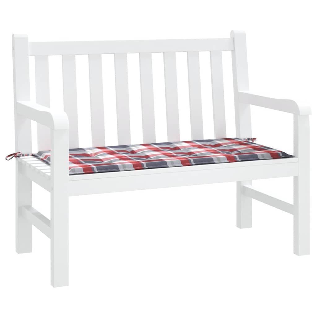 Cuscino per Panca a Quadri Rossi 120x50x3 cm Tessuto Oxford | homemem39