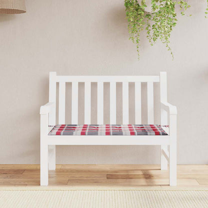 Cuscino per Panca a Quadri Rossi 120x50x3 cm Tessuto Oxford | homemem39