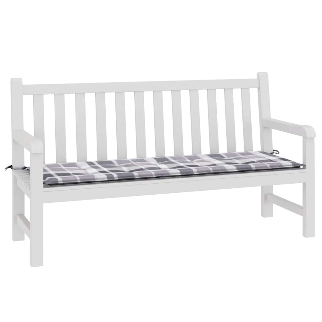 Cuscino per Panca a Quadri Grigi 150x50x4 cm Tessuto Oxford | homemem39