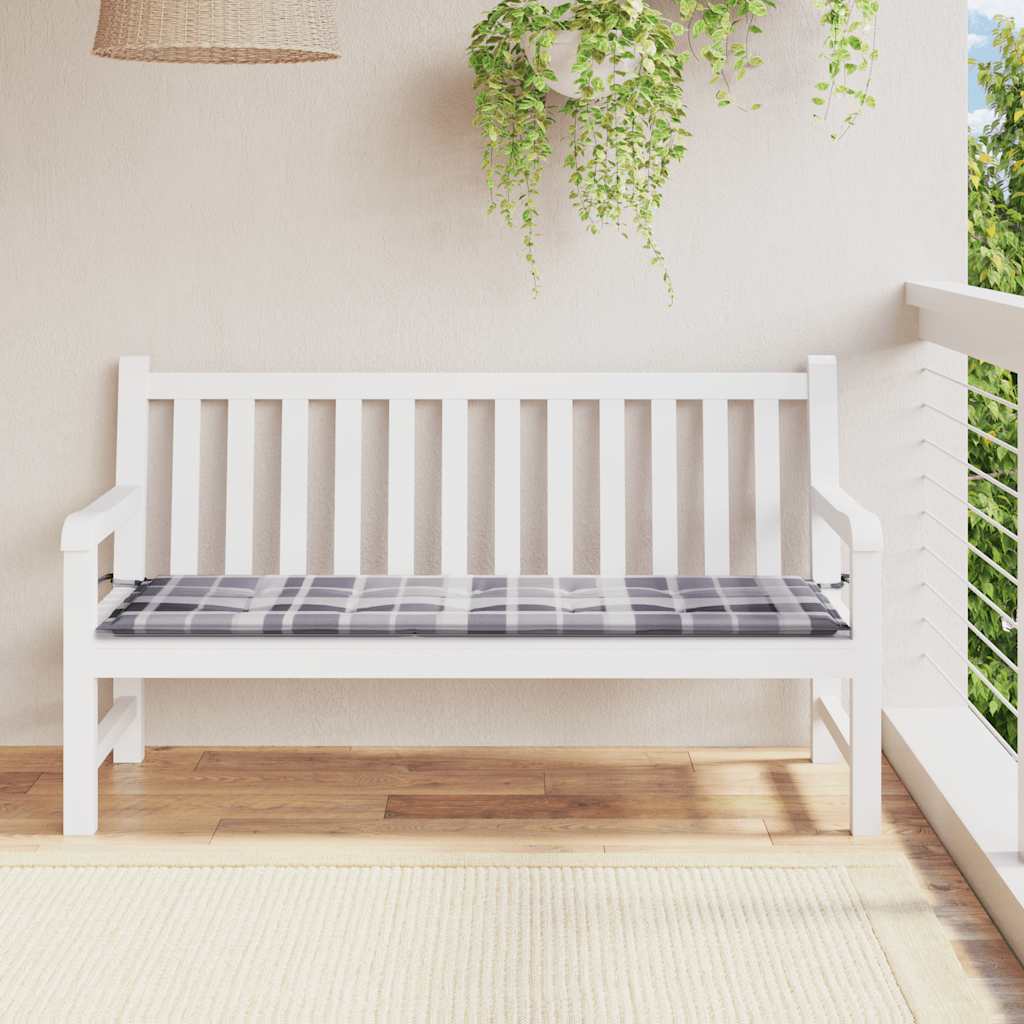Cuscino per Panca a Quadri Grigi 150x50x4 cm Tessuto Oxford