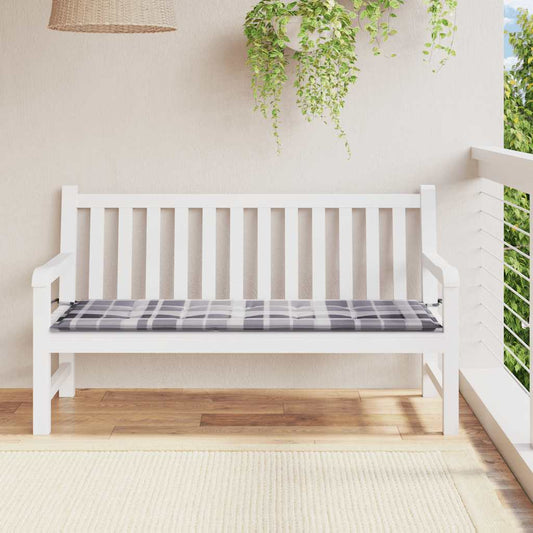 Cuscino per Panca a Quadri Grigi 150x50x4 cm Tessuto Oxford