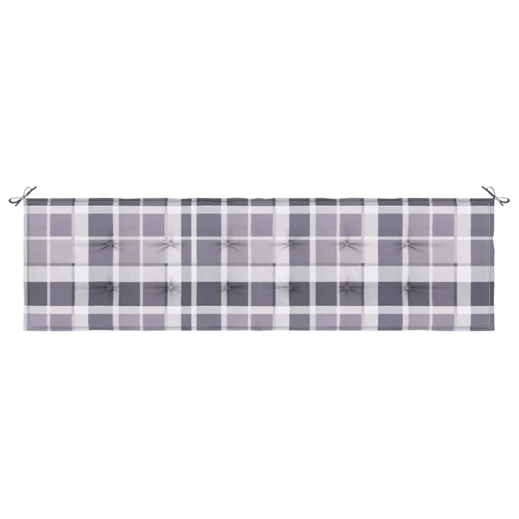 Cuscino per Panca a Quadri Grigi 180x50x3 cm Tessuto Oxford